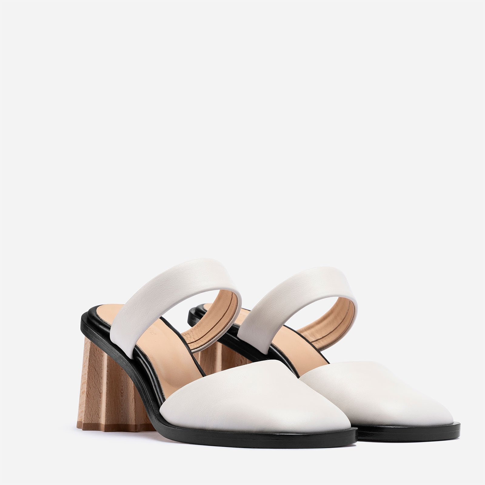 White block hotsell heel mules